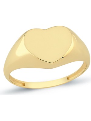 Oroline Kuyumculuk 8 Ayar Kalp Desenli Taşsız Kadın Altın Yüzük