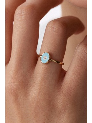 Oroline Kuyumculuk 14 Ayar Oval Tasarımlı Mineli Kadın Altın Eklem Yüzük