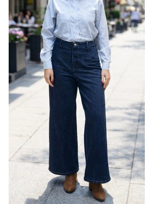 Lale Butik Bol Paça Kot Pantolon 16199 Lacivert