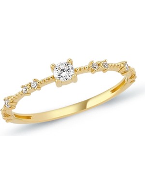 Oroline Kuyumculuk 14 Ayar Şık ve Modern Kadın Altın Yüzük