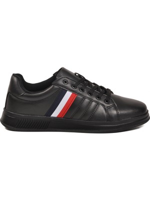 Conteyner Siyah Bağcıklı Hafif Cilt Erkek Sneaker 493 M