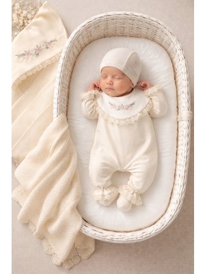 Mert Baby Melisa Kadife 5'li Organik Hastane Çıkış Seti %100 Pamuk Yenidoğan Kız Bebek