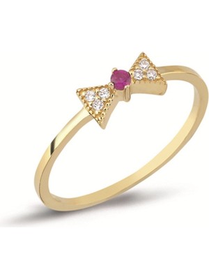 Oroline Kuyumculuk 14 Ayar Kurdele Desenli Kadın Minimal Altın Yüzük