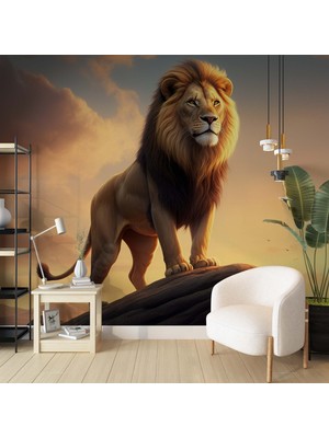Grown Kaya Üzerindeki Afrika Aslanı Duvar Kağıdı