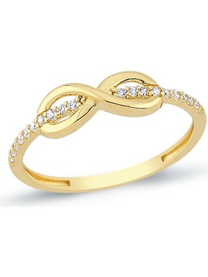 Oroline Kuyumculuk 14 Ayar Sonsuzluk Desenli Şık Minimal Kadıın Altın Yüzük