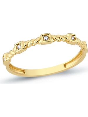 Oroline Kuyumculuk 14 Ayar Trend Taşlı Kadın Altın Yüzük