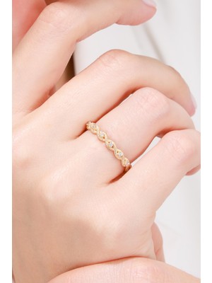 Oroline Kuyumculuk 8 Ayar Burgu Desenli Minimal Altın Kadın Yüzük