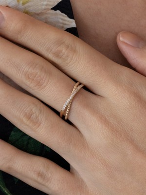 Oroline Kuyumculuk 14 Ayar Paralel Şık Kadın Altın Yüzük