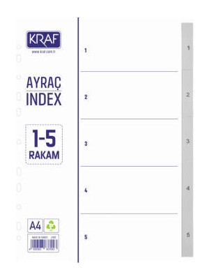 Kraf Seperatör, 1 - 5 Rakam, Klasör Içi Ayraç, Düzenleyici