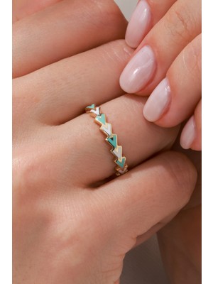 Oroline Kuyumculuk 8 Ayar Şerit Desenli Mineli Kadın Altın Yüzük