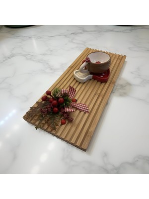 Florivya Design El Yapımı Doğal Ahşap Sunum Panosu Üzeri Dekoratif Hediyelik Aranjman