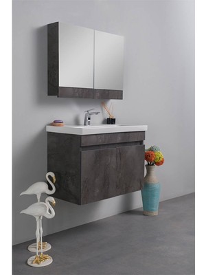 Livea Marmol Banyo Dolabı Seti Beton Gri 80 cm