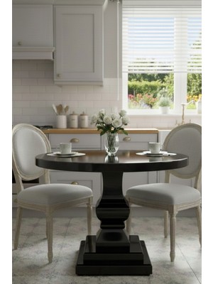 Ahlat Ağacı Ahşap Atölyesi Beyaz Yuvarlak Mutfak ve Yemek Masası Elegant Serisi Klasik ve Modernin Eşsiz Uyumu Sınırlı Stok, Avantajlı