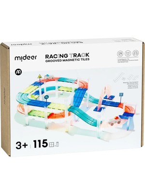 Mideer Magnetic Tiles Arabalı Yarış Pisti - 115 Parça