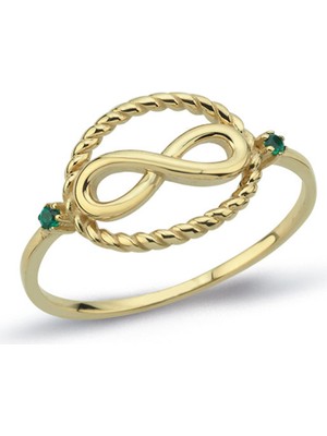 Oroline Kuyumculuk 8 Ayar Sonsuzluk Desenli Minimal Kadın Altın Yüzük