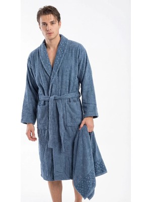 Bella Home Su Yolu 2 Parça Bornoz Takımı - Bornoz & Baş Havlusu - %100 Cotton