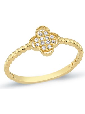 Oroline Kuyumculuk 8 Ayar Çiçek Motifli Kadın Altın Yüzük