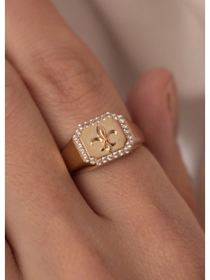 Oroline Kuyumculuk 14 Ayar Altın Zambak Desenli Kadın Eklem Yüzük