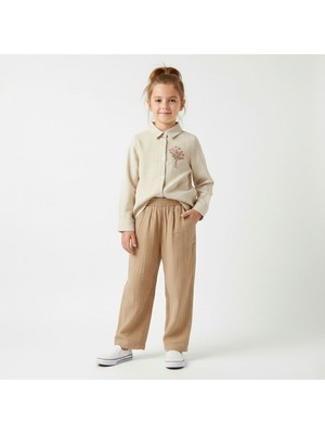 Peri Masalı Kız Çocuk 2’li Takım Nakış Detaylı %100 Pamuk Örme 2 Iplik Gömlek Pantolon