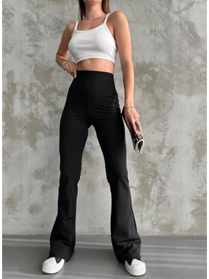 Betnur Kadın Dalgıç Kumaş Şardonlu Ispanyol Paça Tayt