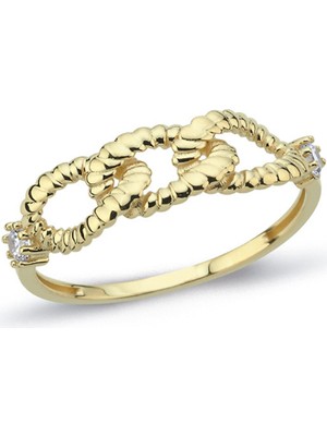 Oroline Kuyumculuk 8 Ayar Zincir Desenli Altın Kadın Yüzük