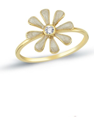 Oroline Kuyumculuk 8 Ayar Mineli Çiçek Desenli Altın Yüzük