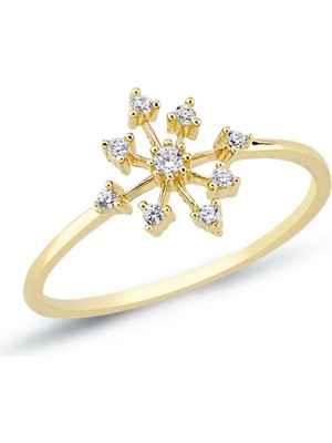 Oroline Kuyumculuk 14 Ayar Kartanesi Desenli Minimal Kadın Altın Yüzük