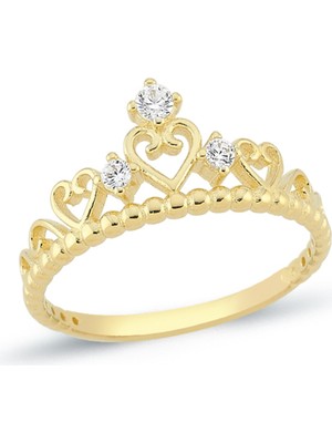 Oroline Kuyumculuk 14 Ayar Kadın Taç Desenli Altın Eklem Yüzük