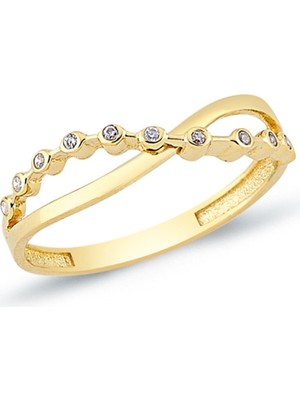 Oroline Kuyumculuk 8 Ayar Simetrik Kadın Altın Yüzük