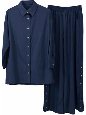 JOOQSTORE Lacivert Çıtçıt Düğmeli Pantolon Takım