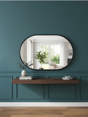 Esenhome DECOR Siyah Çerçeveli Elips Duvar Aynası 60X90CM