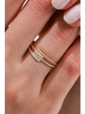 Oroline Kuyumculuk 14 Ayar Paralel Modern Kadın Altın Yüzük