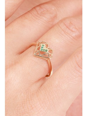 Oroline Kuyumculuk 8 Ayar Kalp Desenli Modern Altın Kadın Yüzük