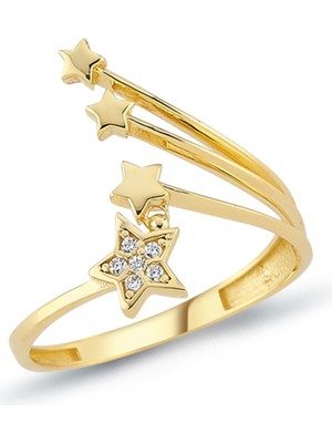 Oroline Kuyumculuk 14 Ayar Kayan Yıldızlar Altın Kadın Yüzük