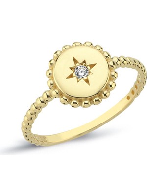 Oroline Kuyumculuk 8 Ayar Kuzey Yıldızı Desenli Kadın Altın Yüzük