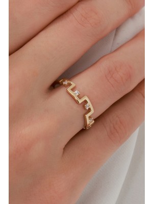 Oroline Kuyumculuk 14 Ayar Modern Dokunuşlara Sahip Trend Minimal Kadın Altın Yüzük