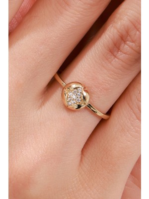 Oroline Kuyumculuk 8 Ayar Trend Taşlı Minimal Kadın Eklem Altın Yüzük