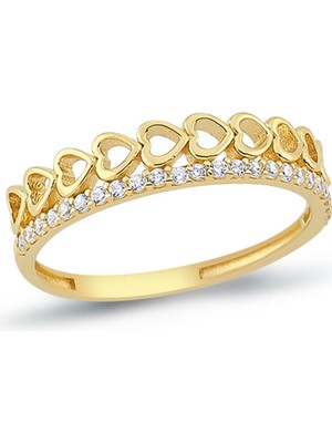 Oroline Kuyumculuk 14 Ayar Trend Taşlı Kadın Altın Yüzük