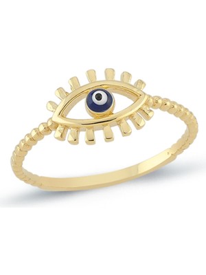 Oroline Kuyumculuk 14 Ayar Nazar Taşlı Altın Kadın Eklem Yüzük