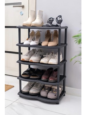 Ironika Galaxy 5 Katlı Plastik Ayakkabılık Siyah