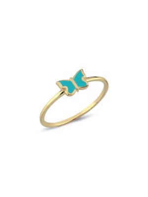 Oroline Kuyumculuk 8 Ayar Mineli Kelebek Desenli Kadın Altın Yüzük