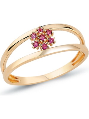 Oroline Kuyumculuk 14 Ayar Altın Çiçek Motifli Şık Yüzük