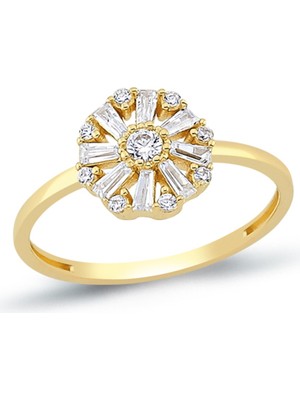 Oroline Kuyumculuk 8 Ayar Çiçek Motifli Kadın Altın Yüzük