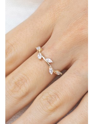 Oroline Kuyumculuk 8 Ayar Yaprak Desenli Altın Yüzük