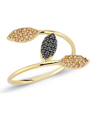 Oroline Kuyumculuk 14 Ayar Yaprak Desenli Minimal Kadın Altın Yüzük