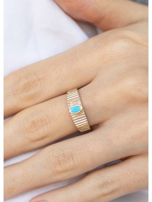 Oroline Kuyumculuk 8 Ayar Firuze Taşlı Kadın Altın Yüzük