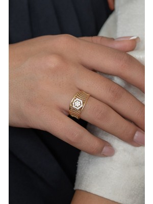 Oroline Kuyumculuk 8 Ayar Kafes Desenli Kadın Altın Yüzük