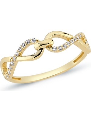 Oroline Kuyumculuk 14 Ayar Taşlı Sonsuzluk Desenli Eklem Yüzük