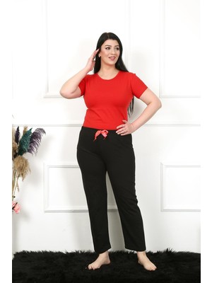 Moda Çizgi Kadın Pamuklu Büyük Beden Alt Pijama 27478