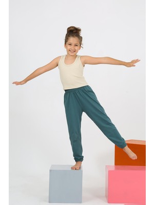 Moda Çizgi Kız Çocuk Sıfır Kol Ten Rengi Penye Pijama Takım 20433